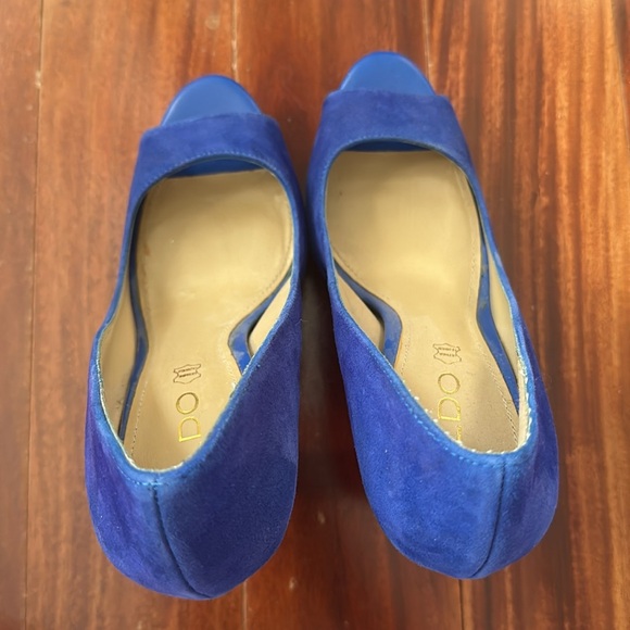 ALDO Cobalt Blue Suede Peep Toe Platform Pumps Size 8.5 (EU 39) Ruddell - Picture 13 of 16